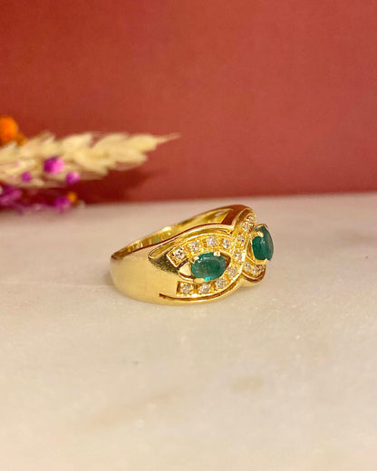 Bague Jonc Emeraudes 0.72 carat &amp; 28 Diamants &quot;Constance&quot;