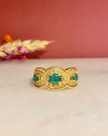 Bague Jonc Emeraudes 0.72 carat &amp; 28 Diamants &quot;Constance&quot;