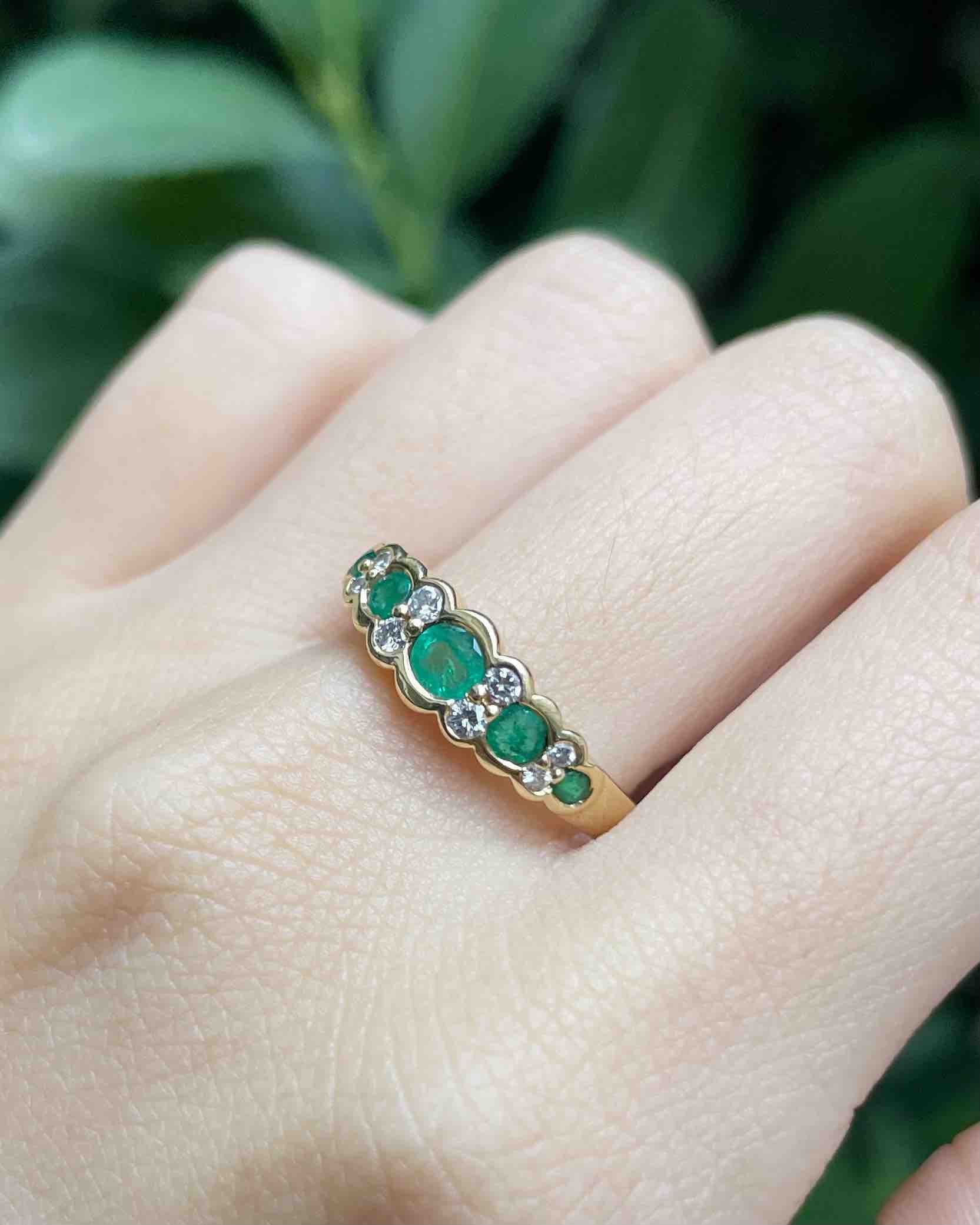 Bague Rivière Emeraudes &amp; Diamants "Charly"