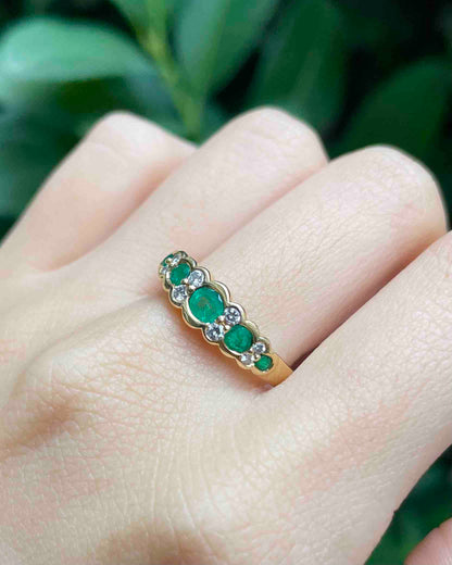 Bague Rivière Emeraudes &amp; Diamants &quot;Charly&quot;