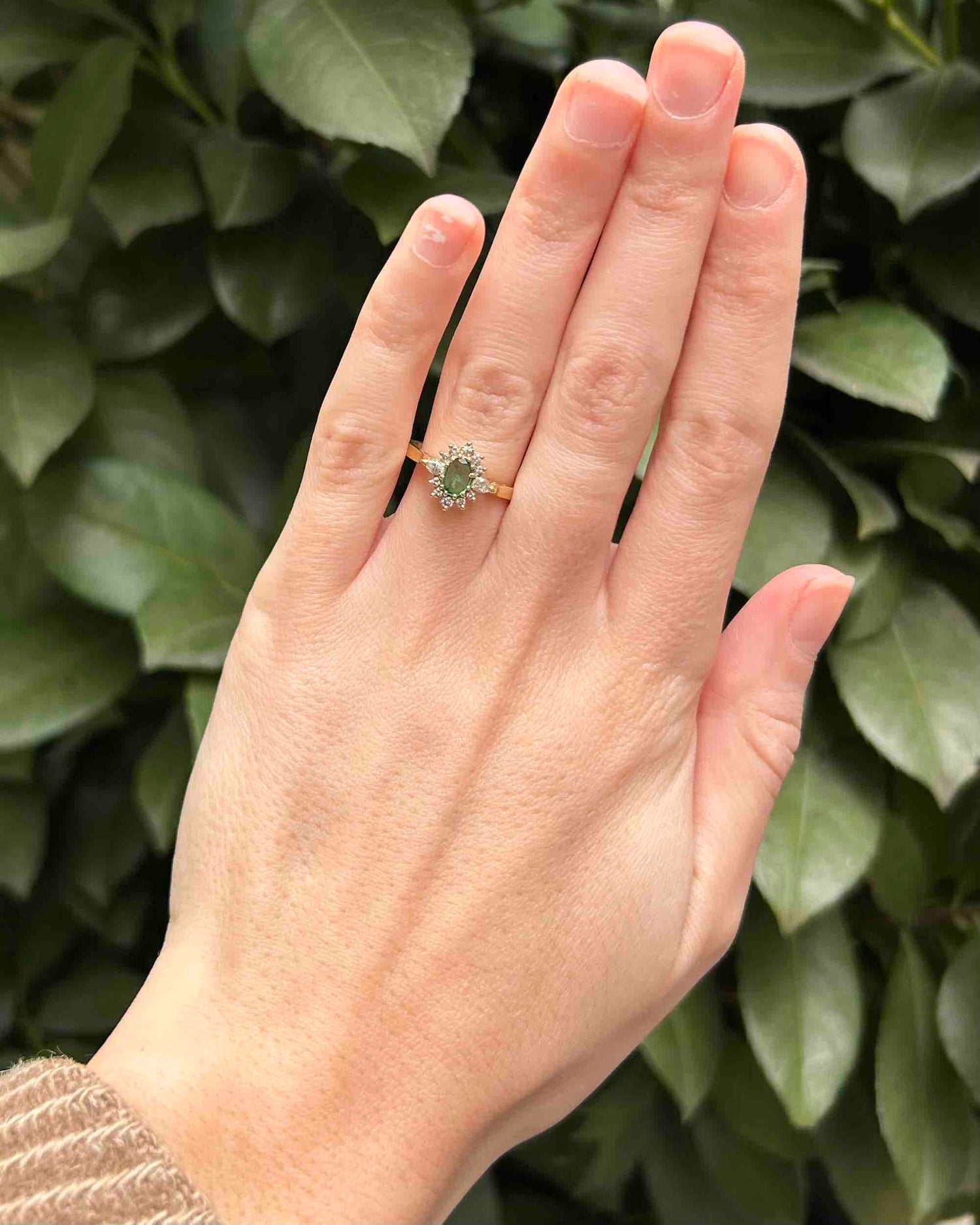 Bague Marguerite Emeraude &amp; Diamants &quot;Kacie&quot;