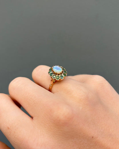 Marguerite Opale 1.30 carat &amp; 12 Emeraudes 0.60 carat &quot;Michelle&quot; - Elliade Paris