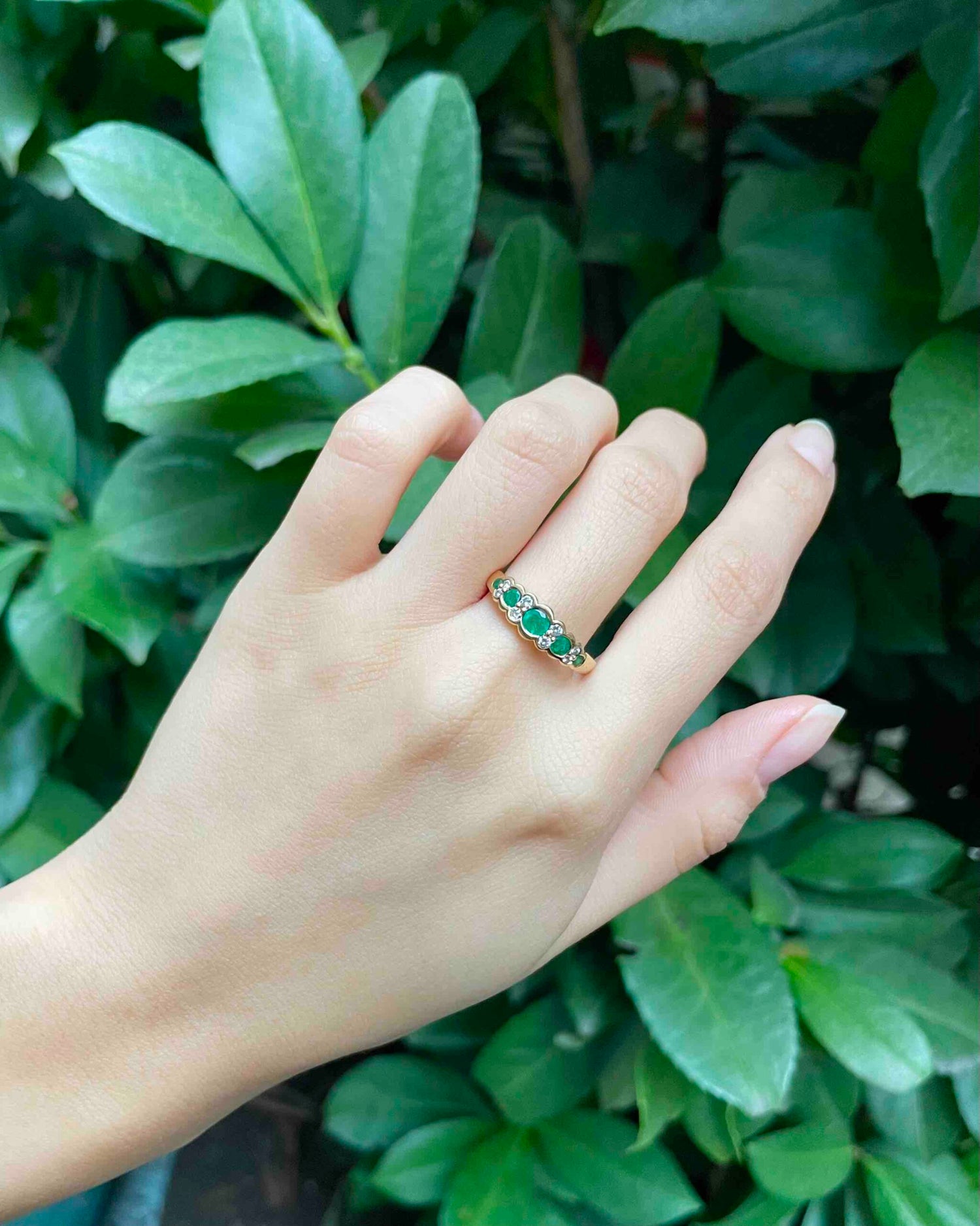 Bague Rivière Emeraudes &amp; Diamants &quot;Charly&quot;