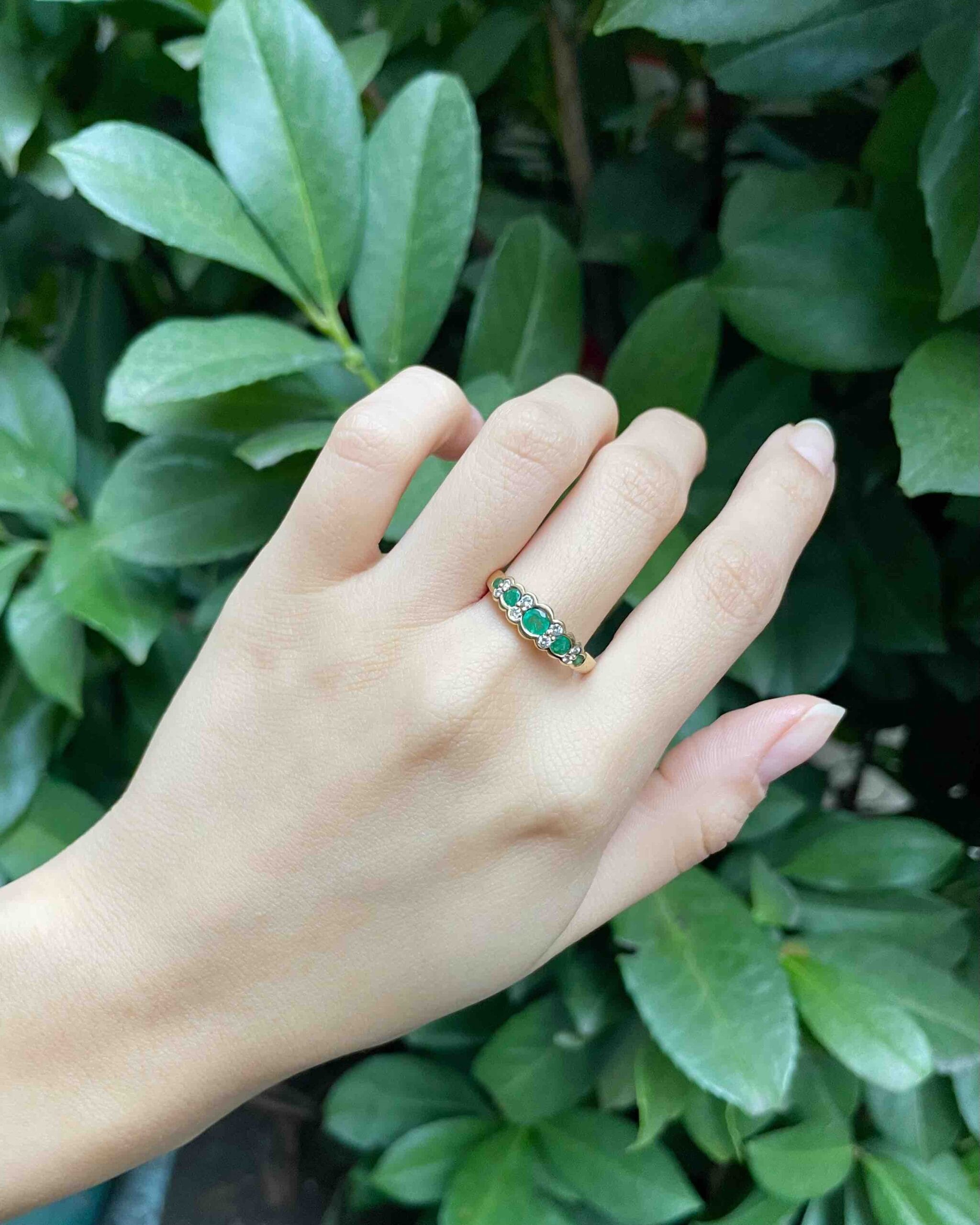 Bague Rivière Emeraudes &amp; Diamants "Charly"
