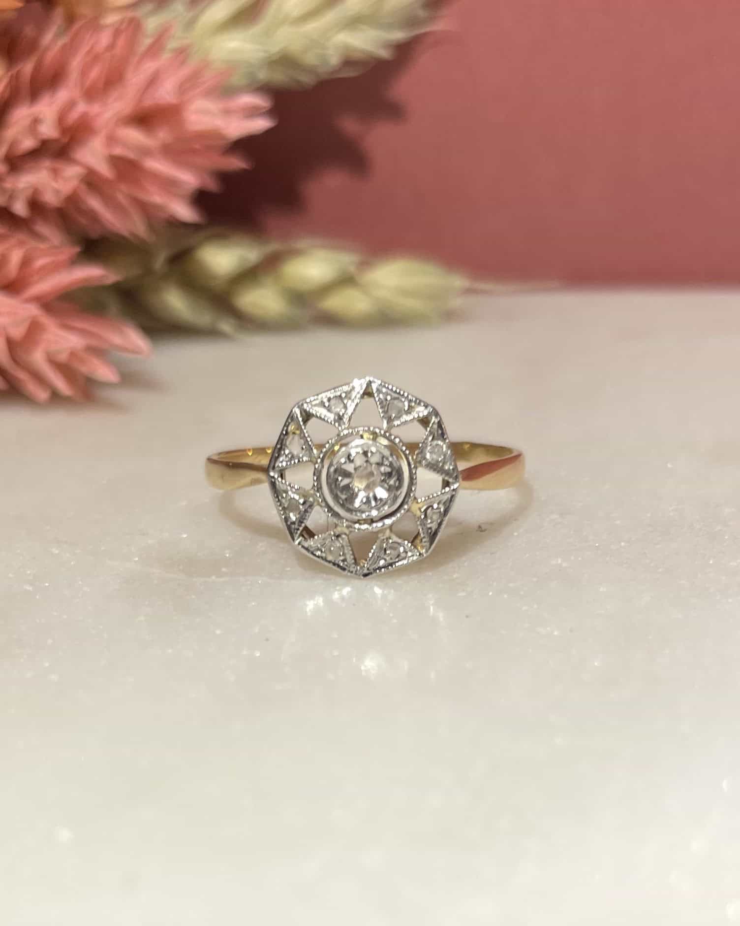 Bague Étoilé Art - Déco Diamants "Audrey" - Elliade Paris