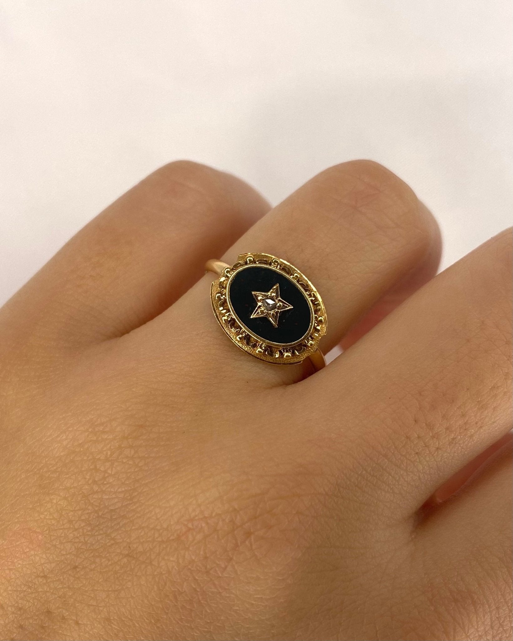 Bague Étoile Diamant &amp; Jaspe Sanguin &quot;Clervie&quot; - Elliade Paris