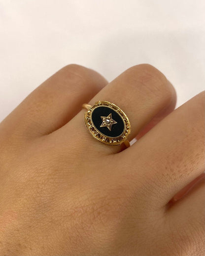 Bague Étoile Diamant &amp; Jaspe Sanguin &quot;Clervie&quot; - Elliade Paris