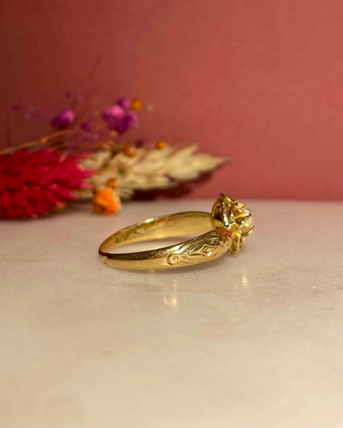 Bague Vintage Fleur Perle &quot;Aly&quot;