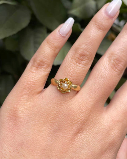 Bague Vintage Fleur Perle &quot;Aly&quot;