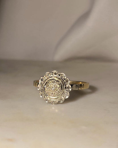 Bague fleur art - déco diamants &quot;Jade&quot; - Elliade Paris