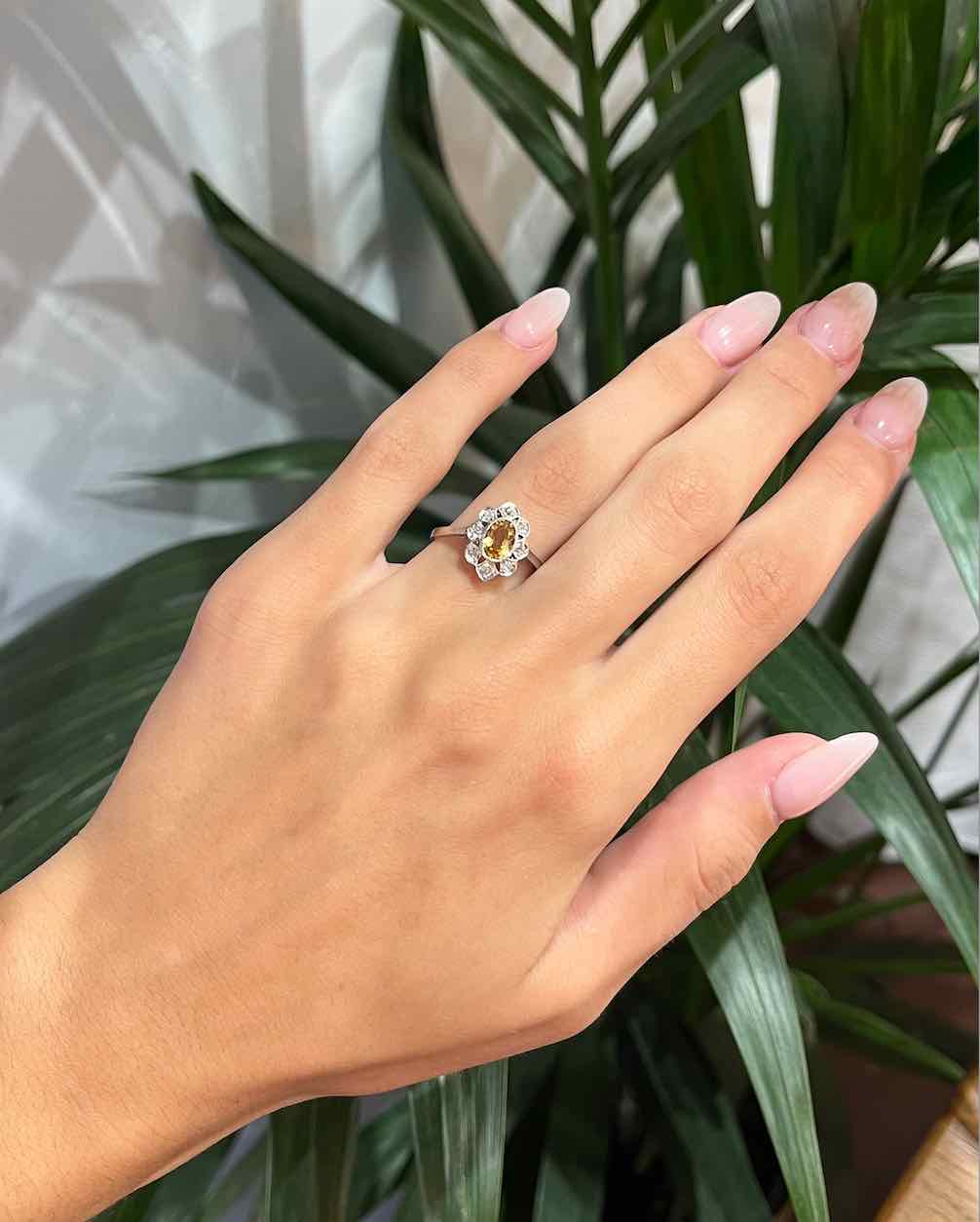 Bague Art déco Marguerite Citrine &amp; Diamants &quot;Lilianne&quot;