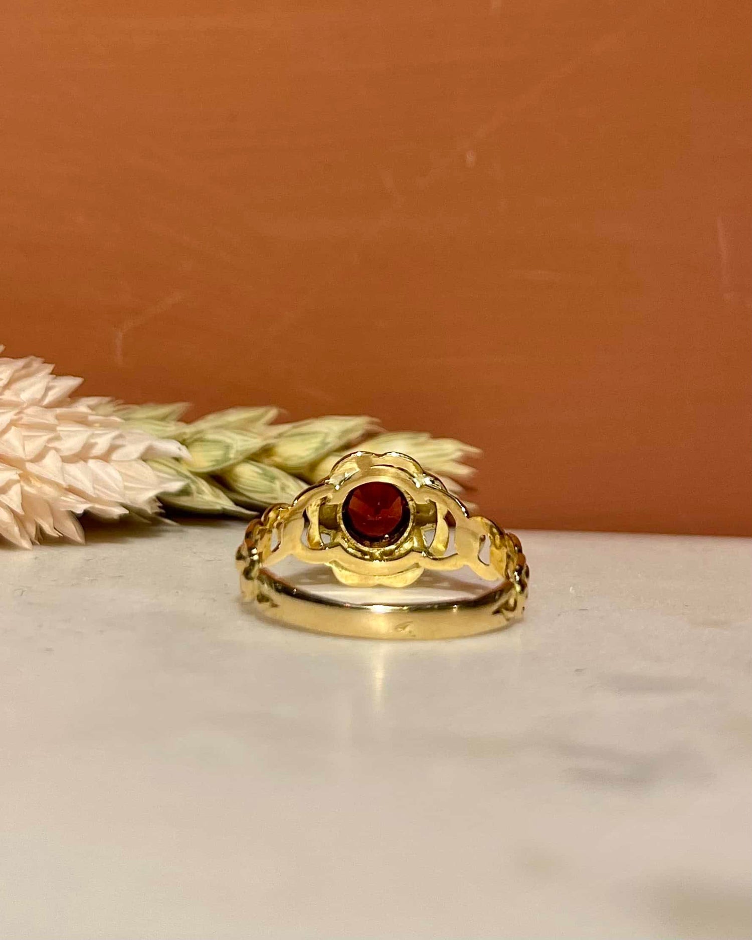 Bague Vintage Grenat Fleur "Florina" - Elliade Paris