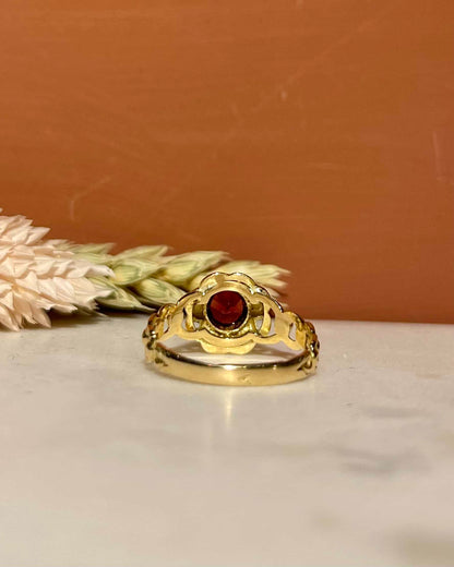 Bague Vintage Grenat Fleur "Florina" - Elliade Paris