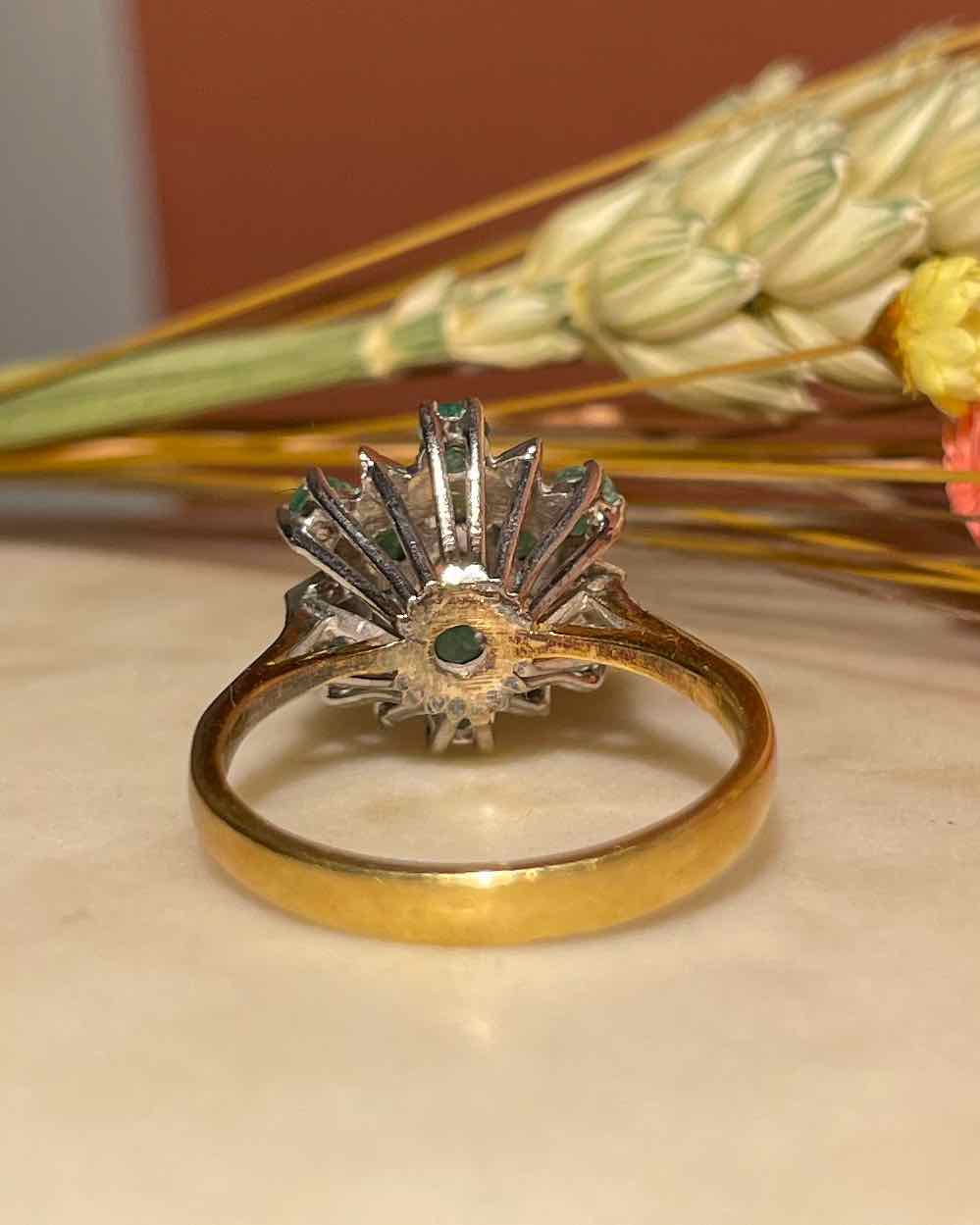 "Allegra" Emerald &amp;amp; Diamond Daisy Ring