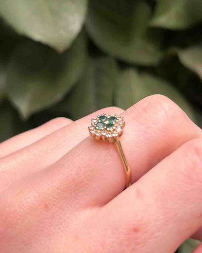 Bague Fleur Émeraudes &amp; Diamants &quot;Maylee&quot; - Elliade Paris