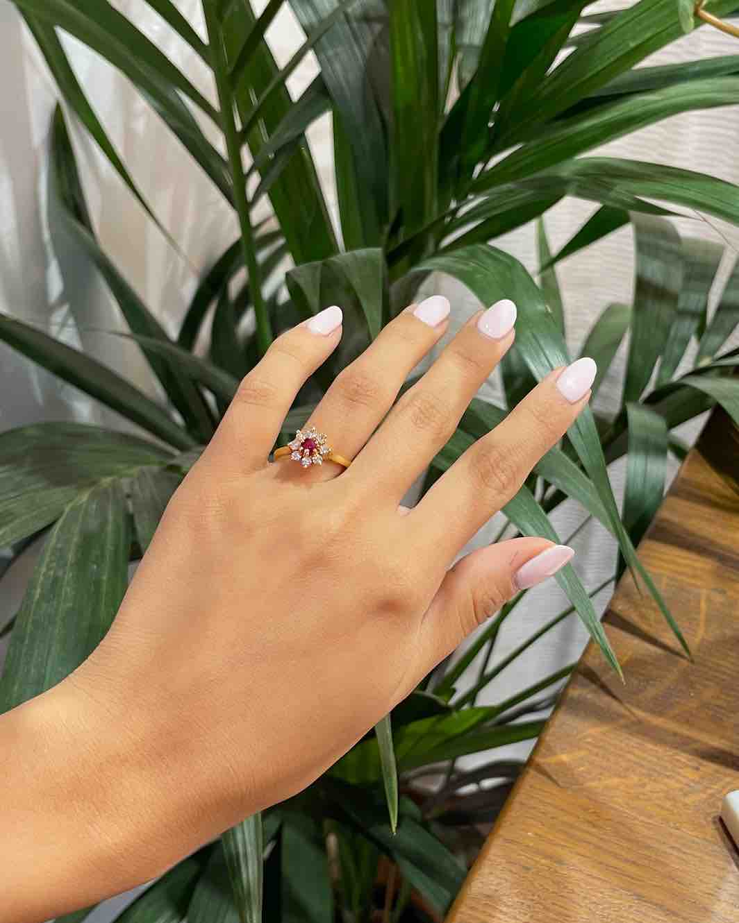 "Marjory" Ruby &amp;amp; Diamond Daisy Ring