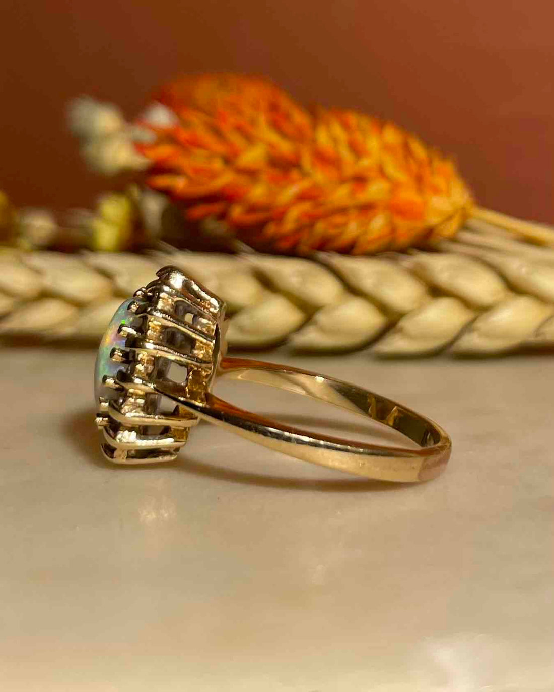 Bague marguerite Opale &amp; 16 Diamants &quot;Amara&quot;