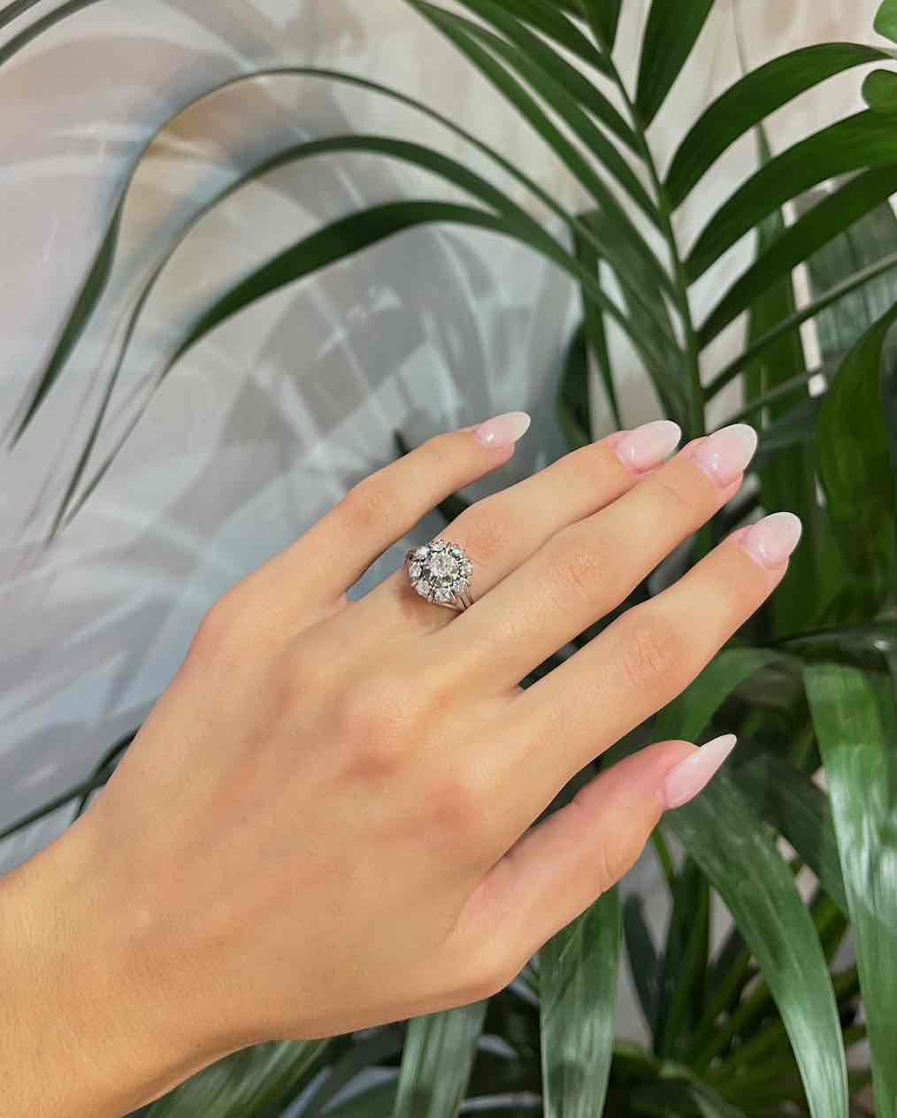 Anillo Art Déco con margaritas de diamantes &quot;Domy&quot;