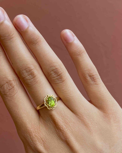 Bague fleur péridot &quot;Lydia&quot; - Elliade Paris