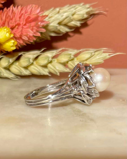 Bague fleur Perle &amp; Diamants &quot;Pamela&quot; - Elliade Paris