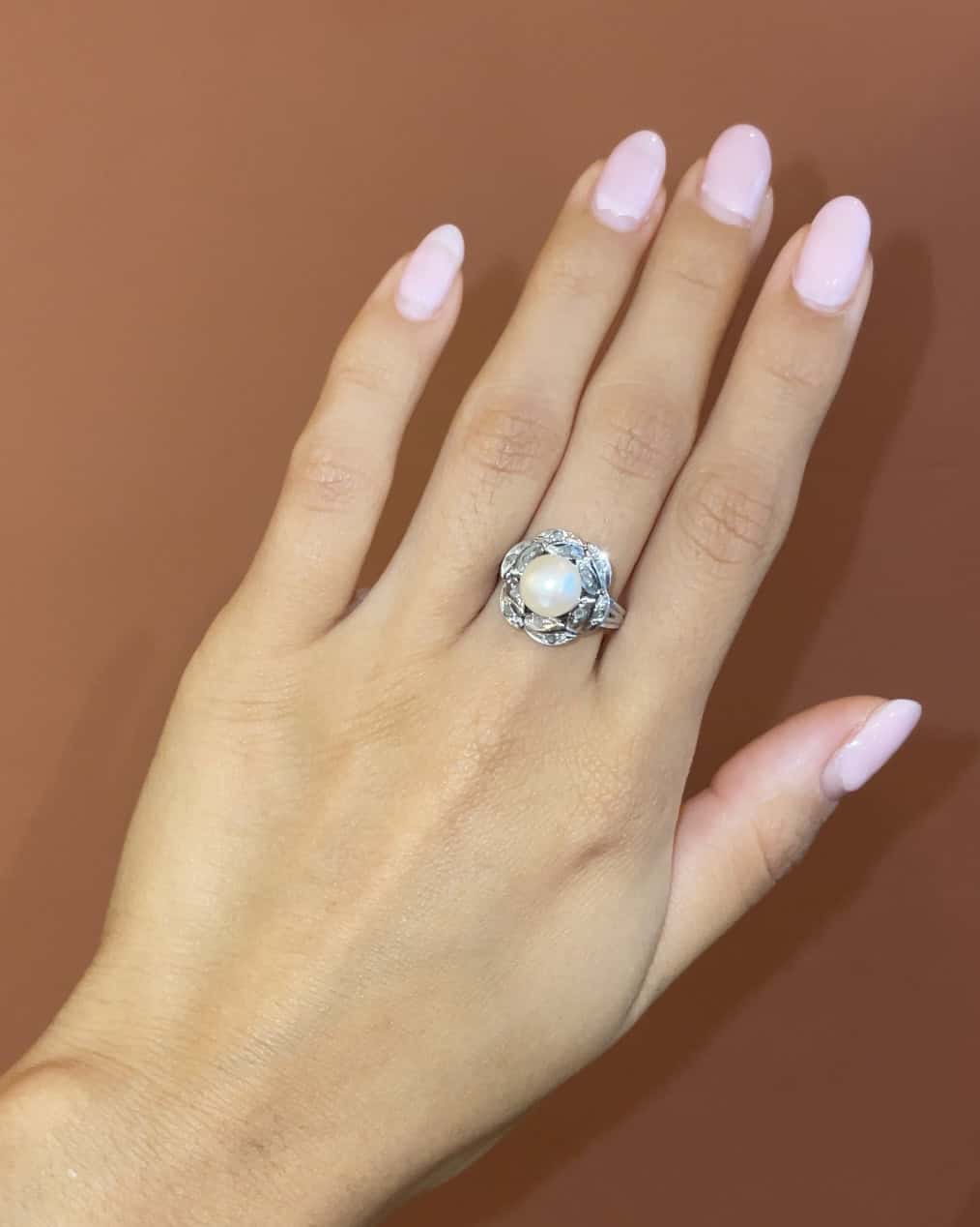 Bague fleur Perle &amp; Diamants "Pamela" - Elliade Paris