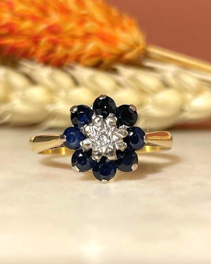 Bague Marguerite Saphirs coeur Diamant &quot;Norma&quot;