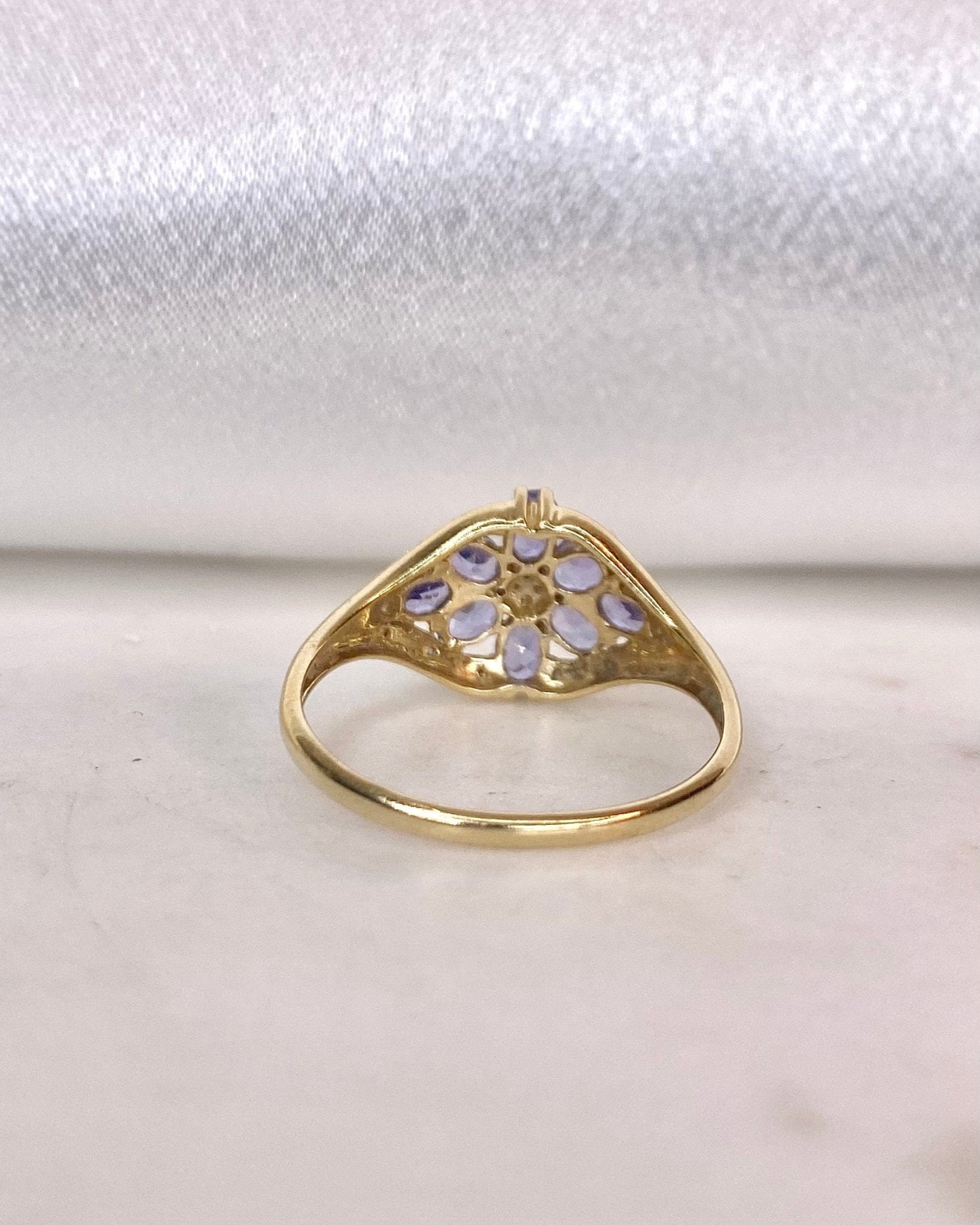 Bague Fleur Tanzanites 2.10 carats &amp; Diamants "Zoeline" - Elliade Paris