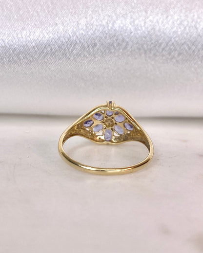 Bague Fleur Tanzanites 2.10 carats &amp; Diamants &quot;Zoeline&quot; - Elliade Paris