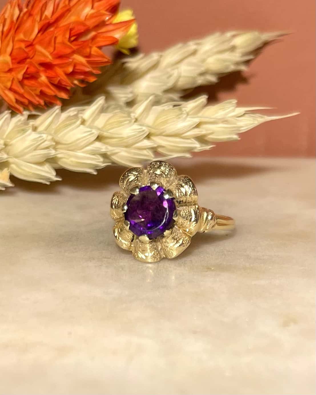 Bague Fleur Vintage Améthyste 1 Carat "Birdy" - Elliade Paris