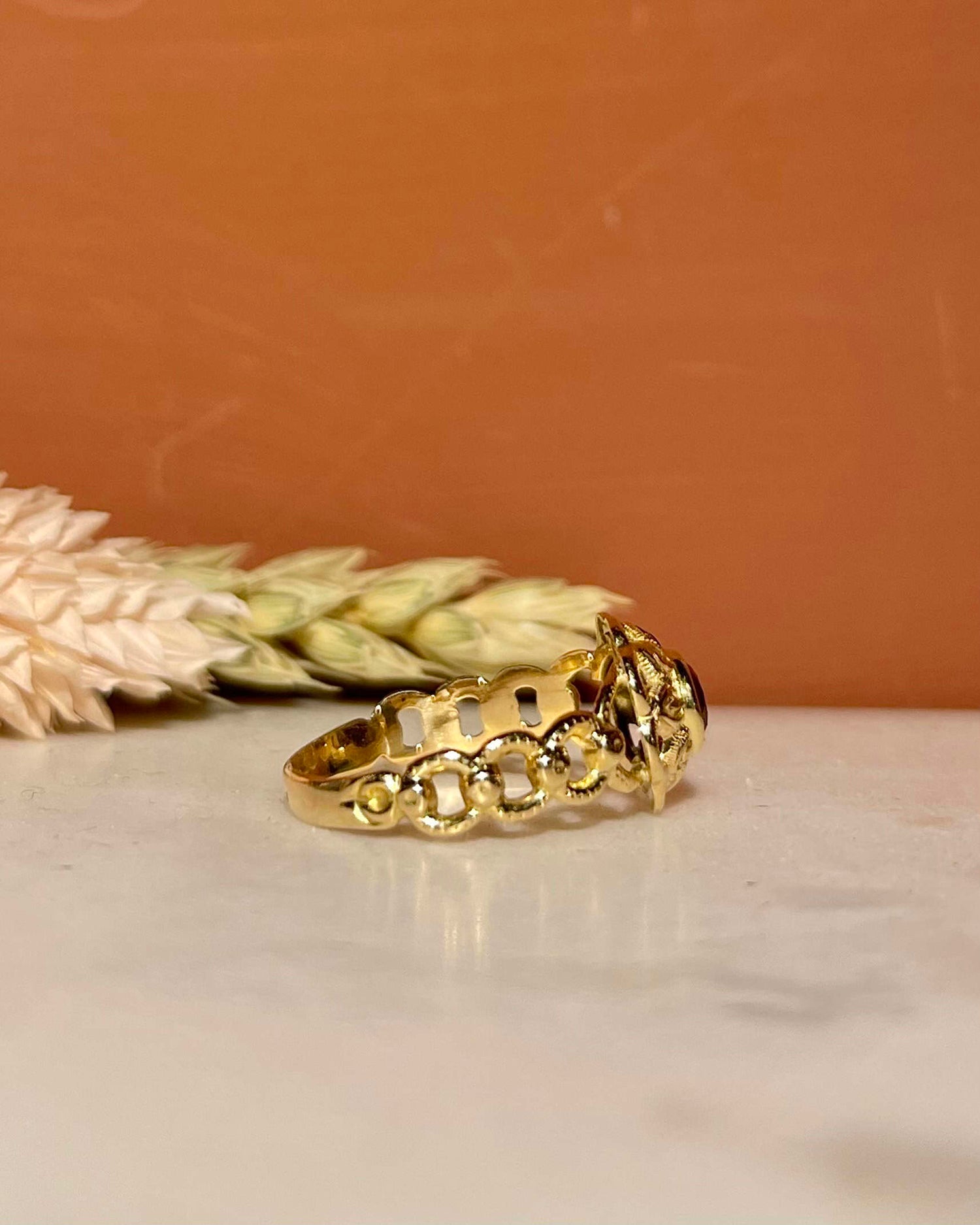 Bague Vintage Grenat Fleur "Florina" - Elliade Paris