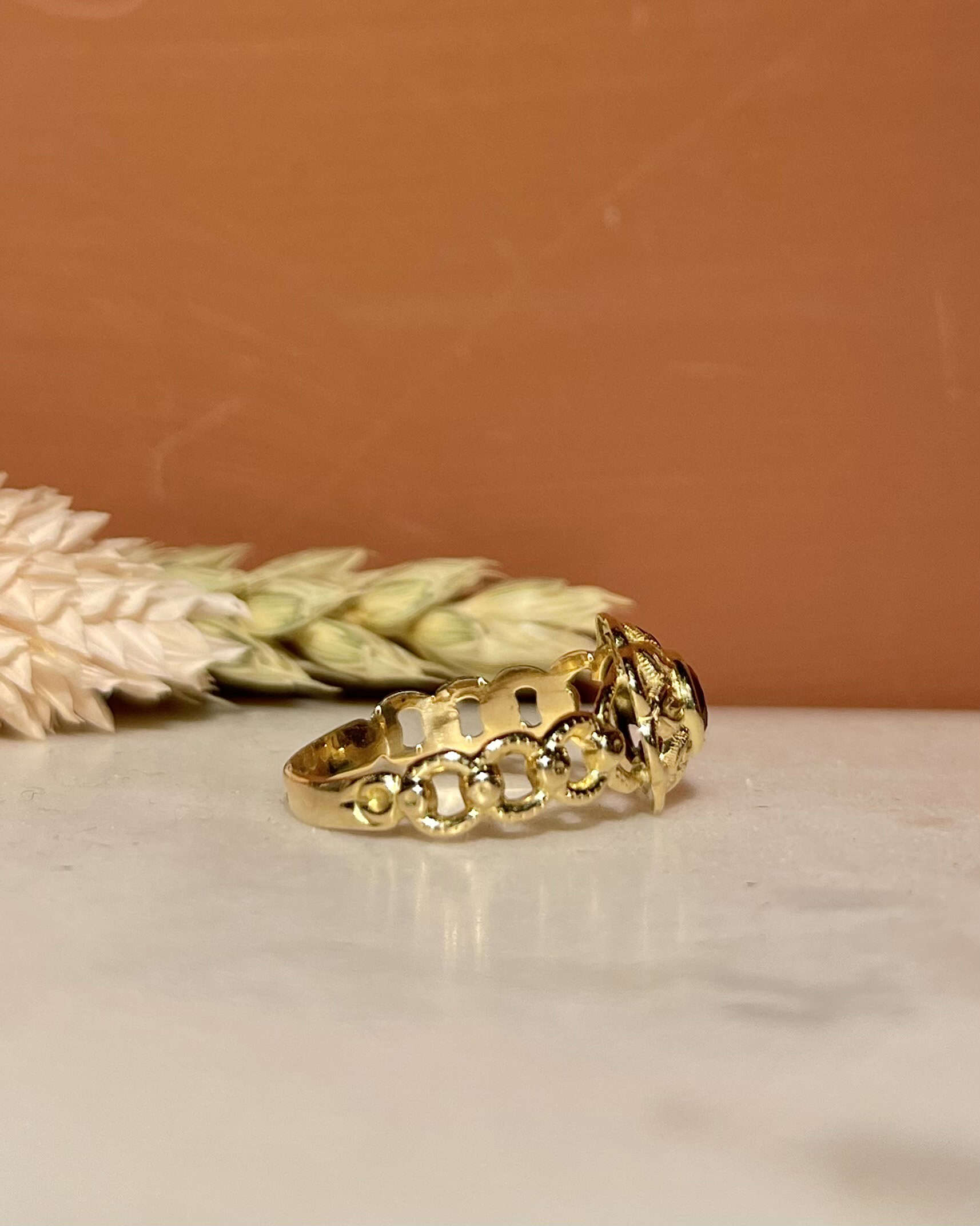 Bague Vintage Grenat Fleur "Florina" - Elliade Paris