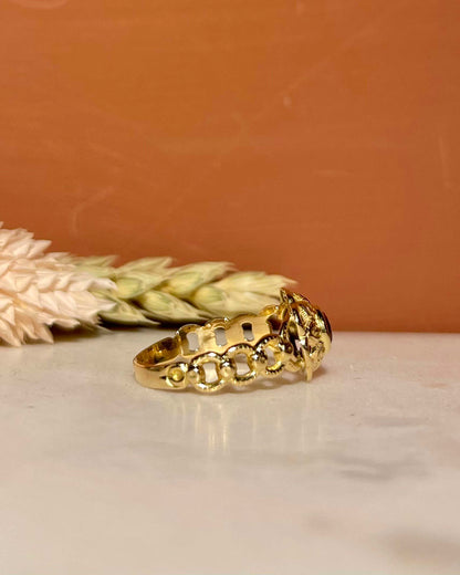 Bague Vintage Grenat Fleur "Florina" - Elliade Paris