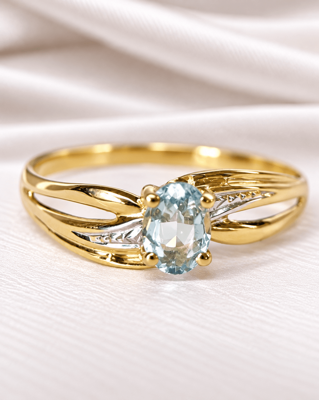 Bague Jonc Aigue-Marine "Elisa" - Elliade Paris