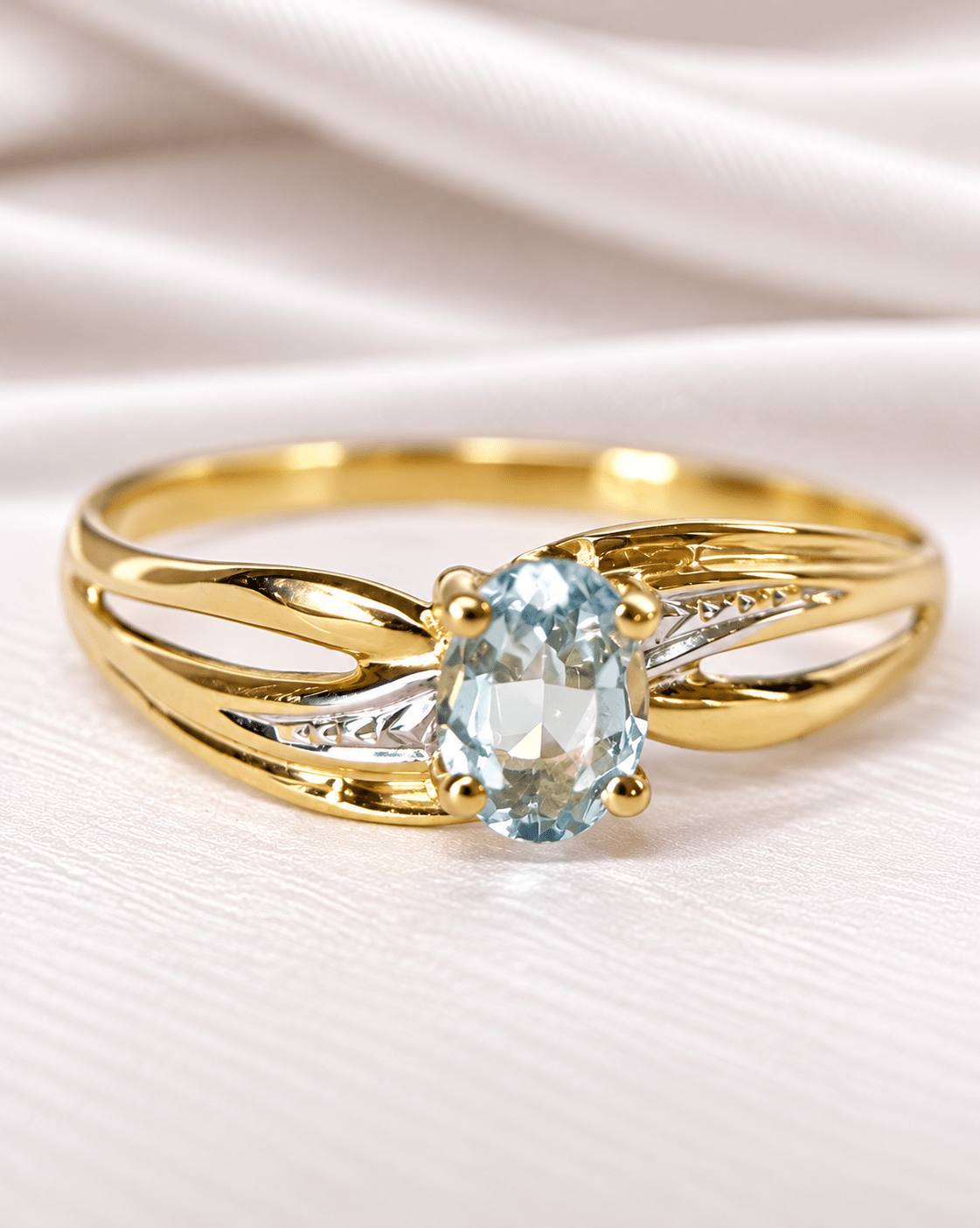 Bague Jonc Aigue-Marine "Elisa" - Elliade Paris
