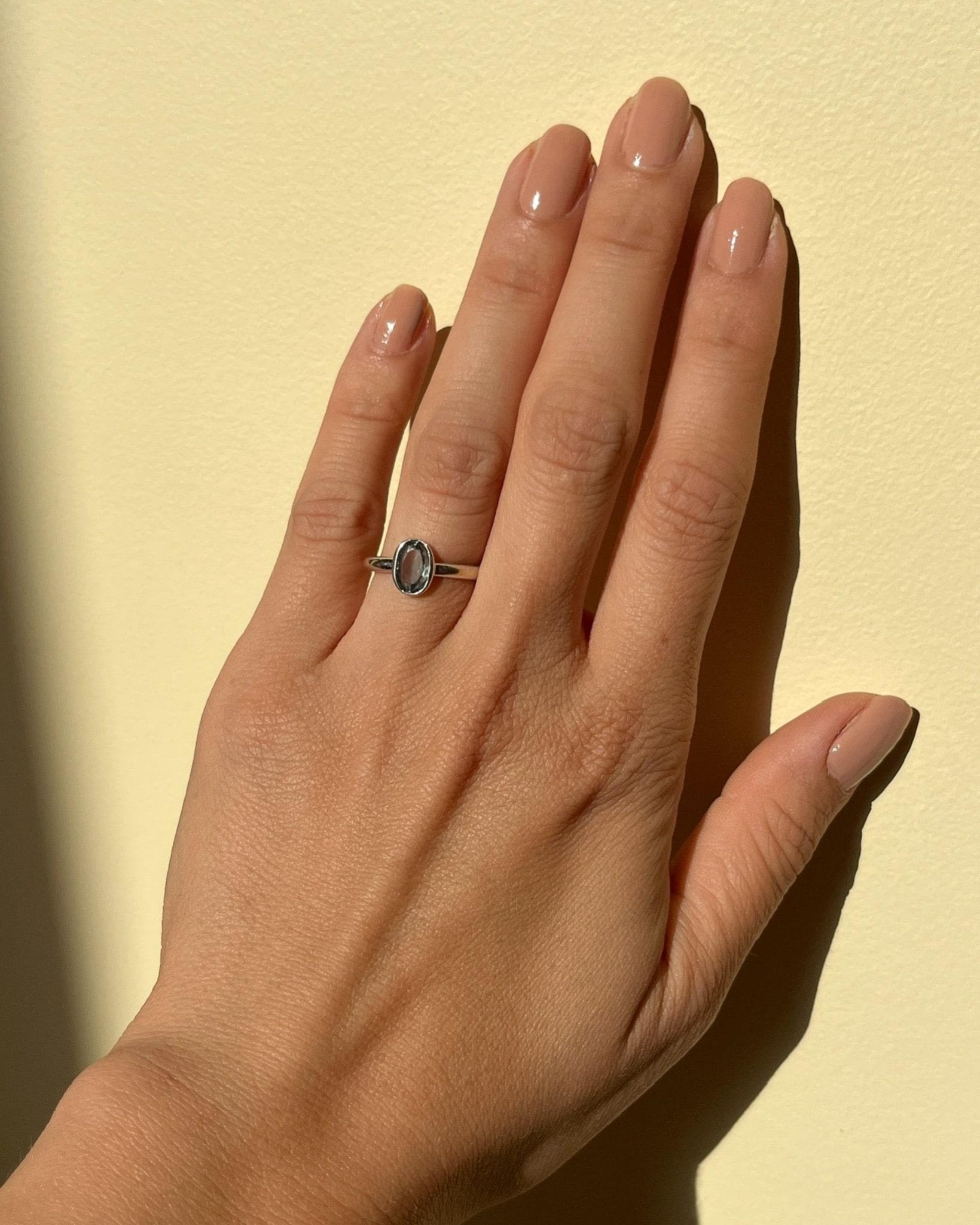 Bague Jonc Aigue Marine "Jemma" - Elliade Paris