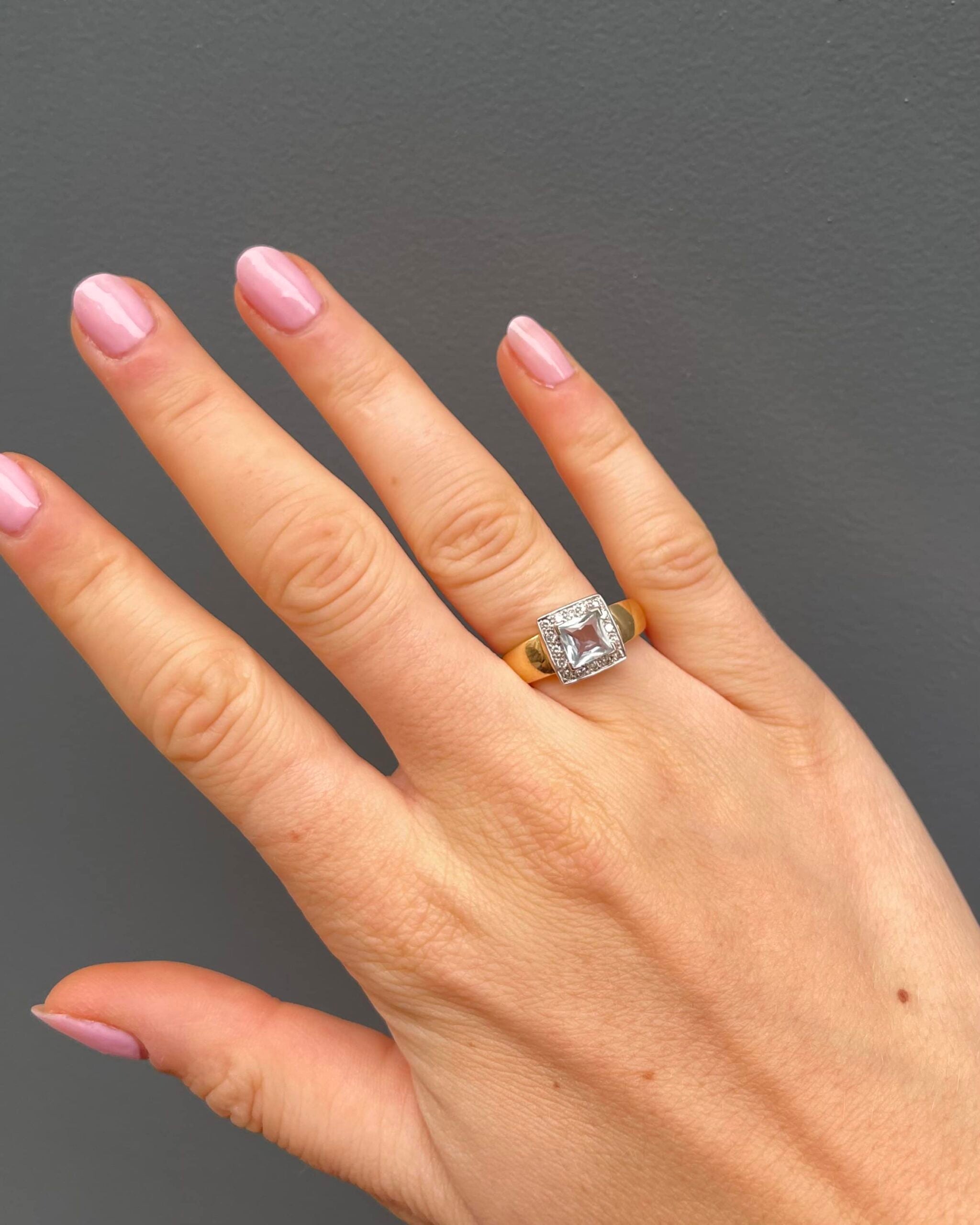 Bague Style Art-Déco Aigue-Marine et Diamants "Lotti"