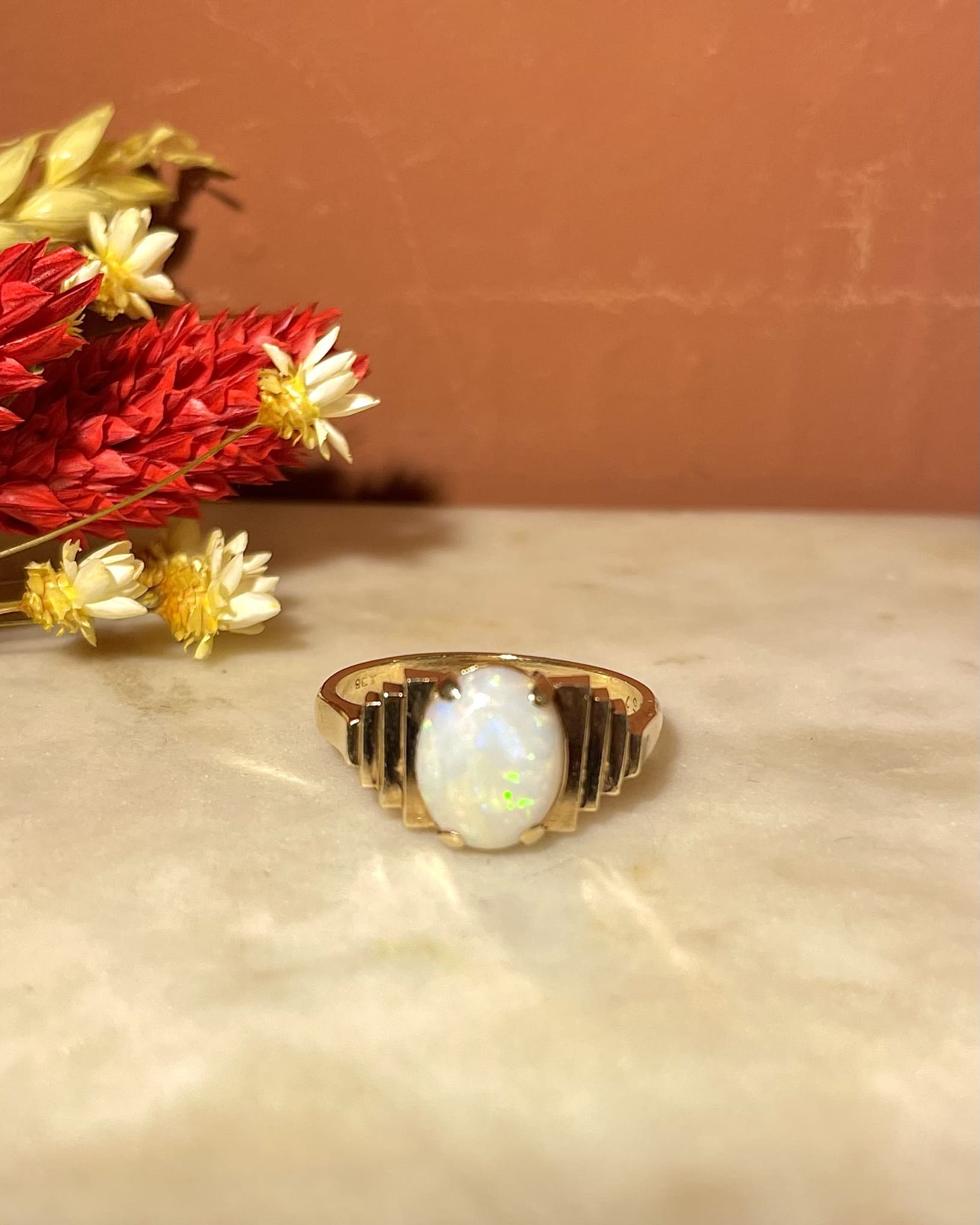 Bague Jonc Art - Deco Opale 1 Carat "Jany" - Elliade Paris