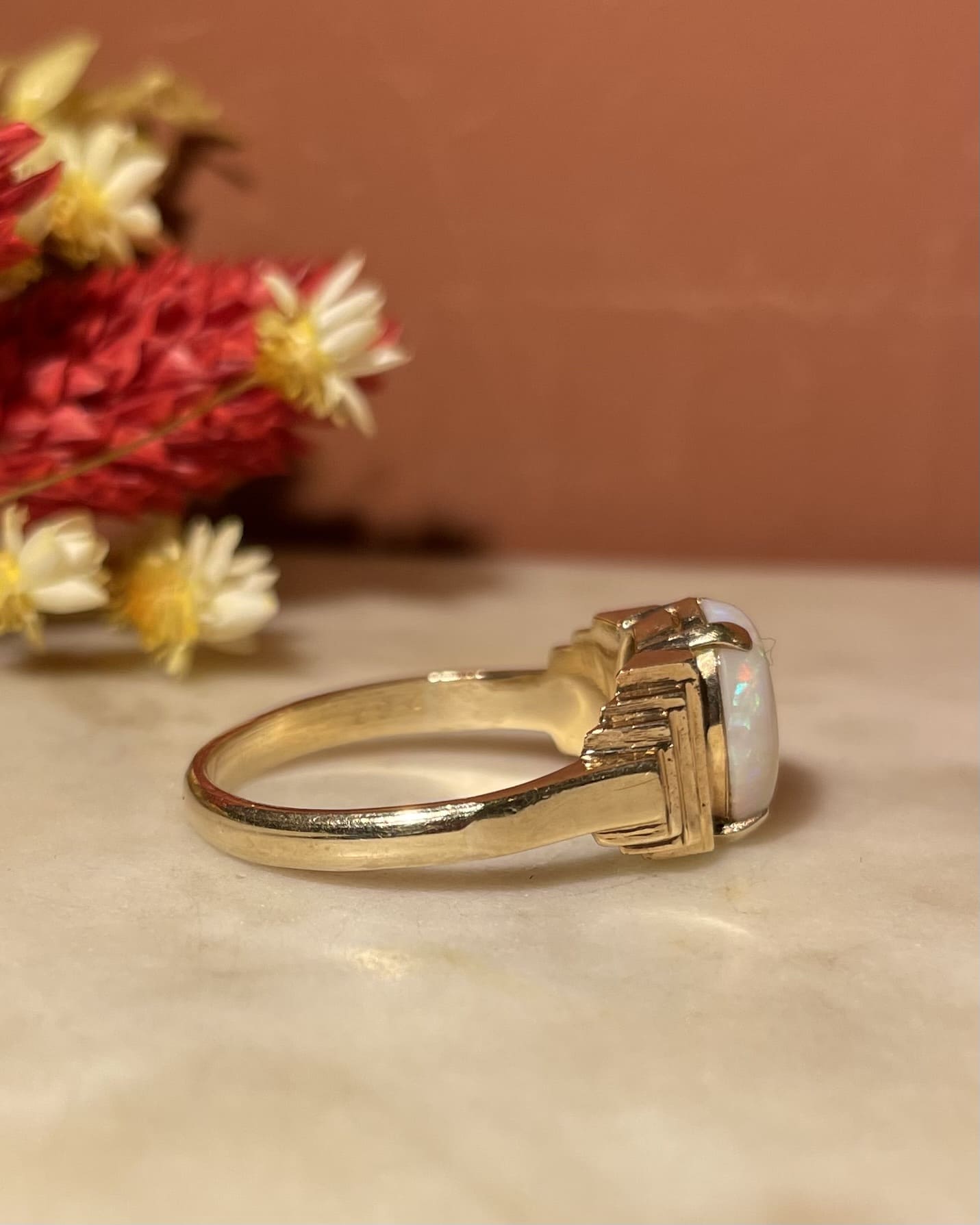 Bague Jonc Art - Deco Opale 1 Carat "Jany" - Elliade Paris