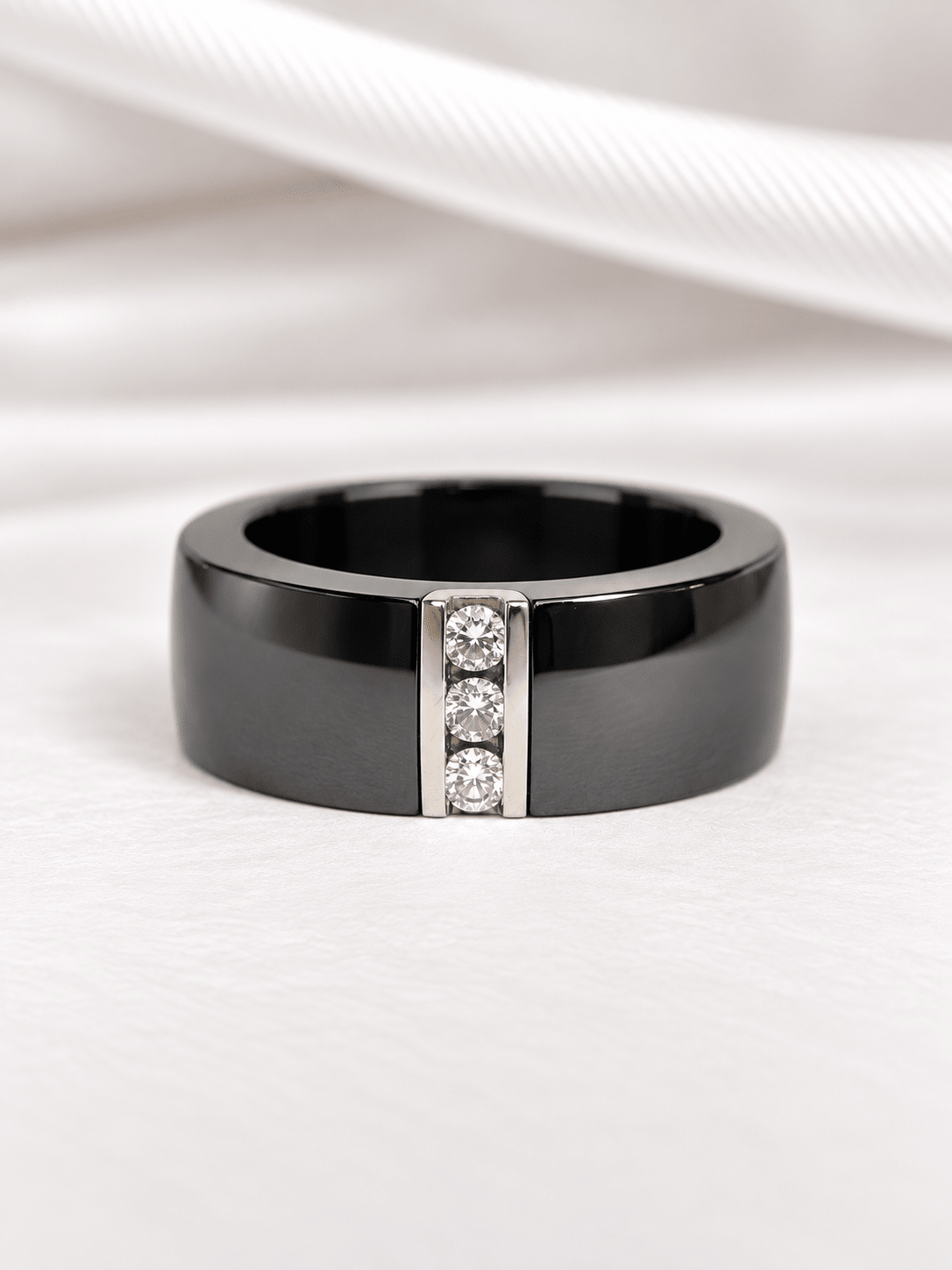 Bague Jonc Céramique &amp; Diamants "Kamila" - Elliade Paris