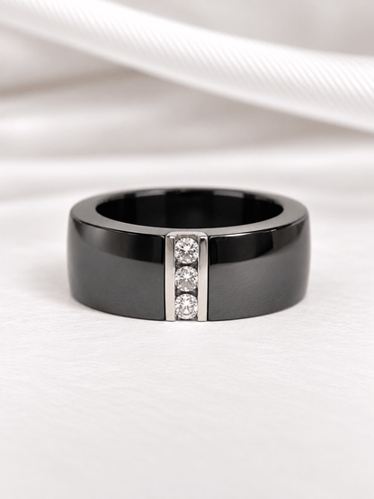 Bague Jonc Céramique &amp; Diamants "Kamila" - Elliade Paris