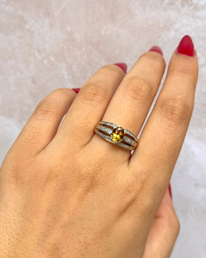 Bague Jonc Citrine 0.90 carat &amp; Diamants "Olinka" - Elliade Paris
