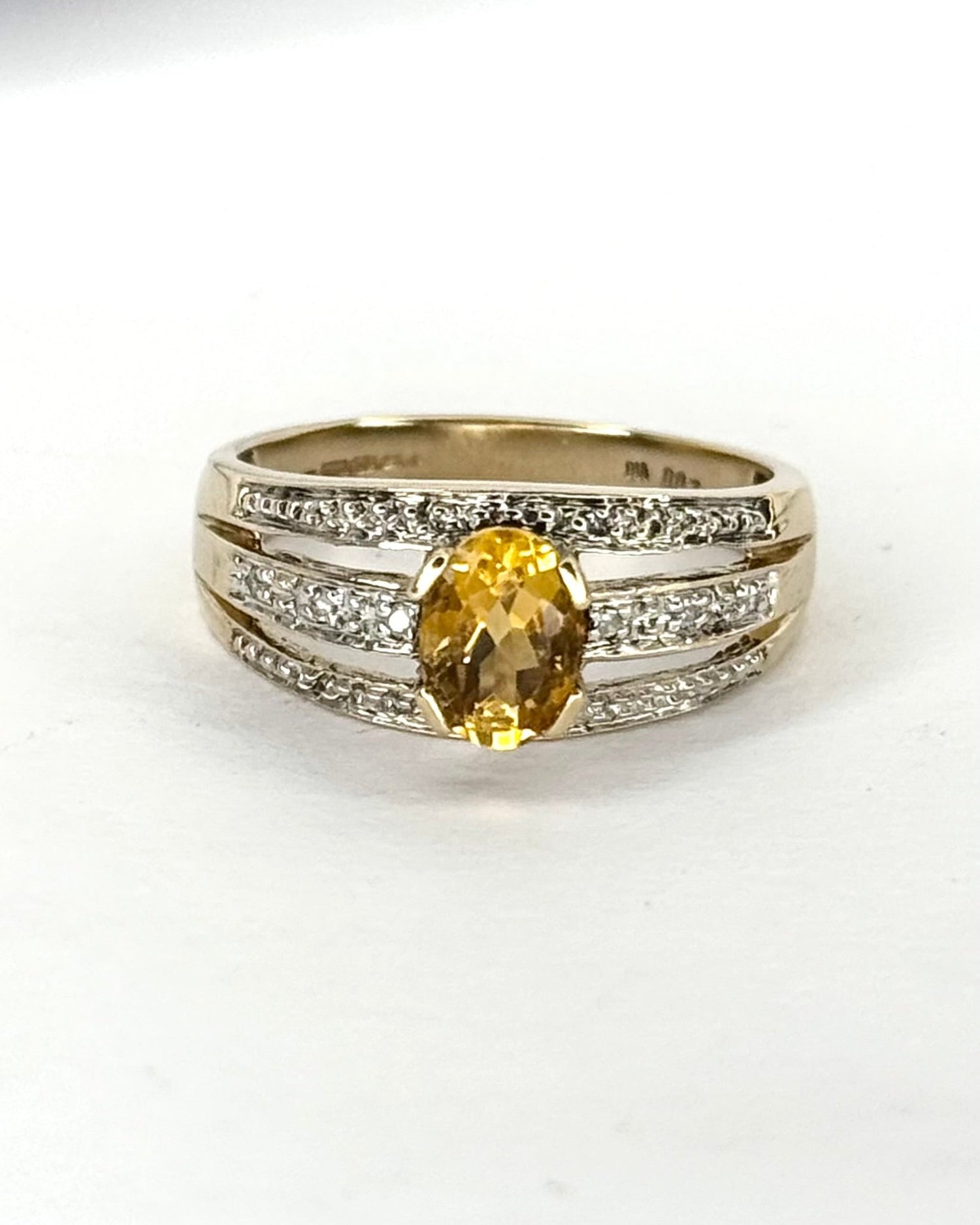 Bague Jonc Citrine 0.90 carat &amp; Diamants "Olinka" - Elliade Paris