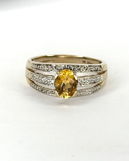 Bague Jonc Citrine 0.90 carat &amp; Diamants "Olinka" - Elliade Paris