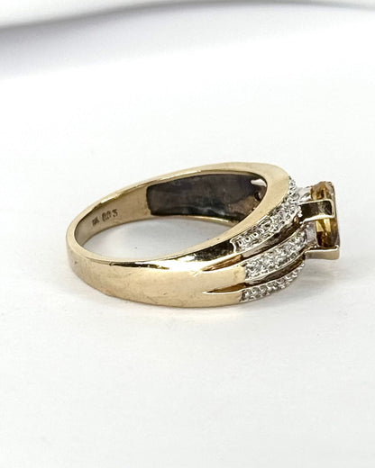 Bague Jonc Citrine 0.90 carat &amp; Diamants "Olinka" - Elliade Paris