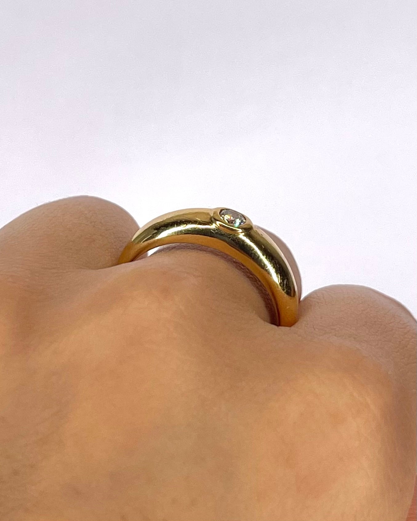 Bague Jonc Diamant 0.20 carat &amp; Or 4,40 g "Lison" - Elliade Paris