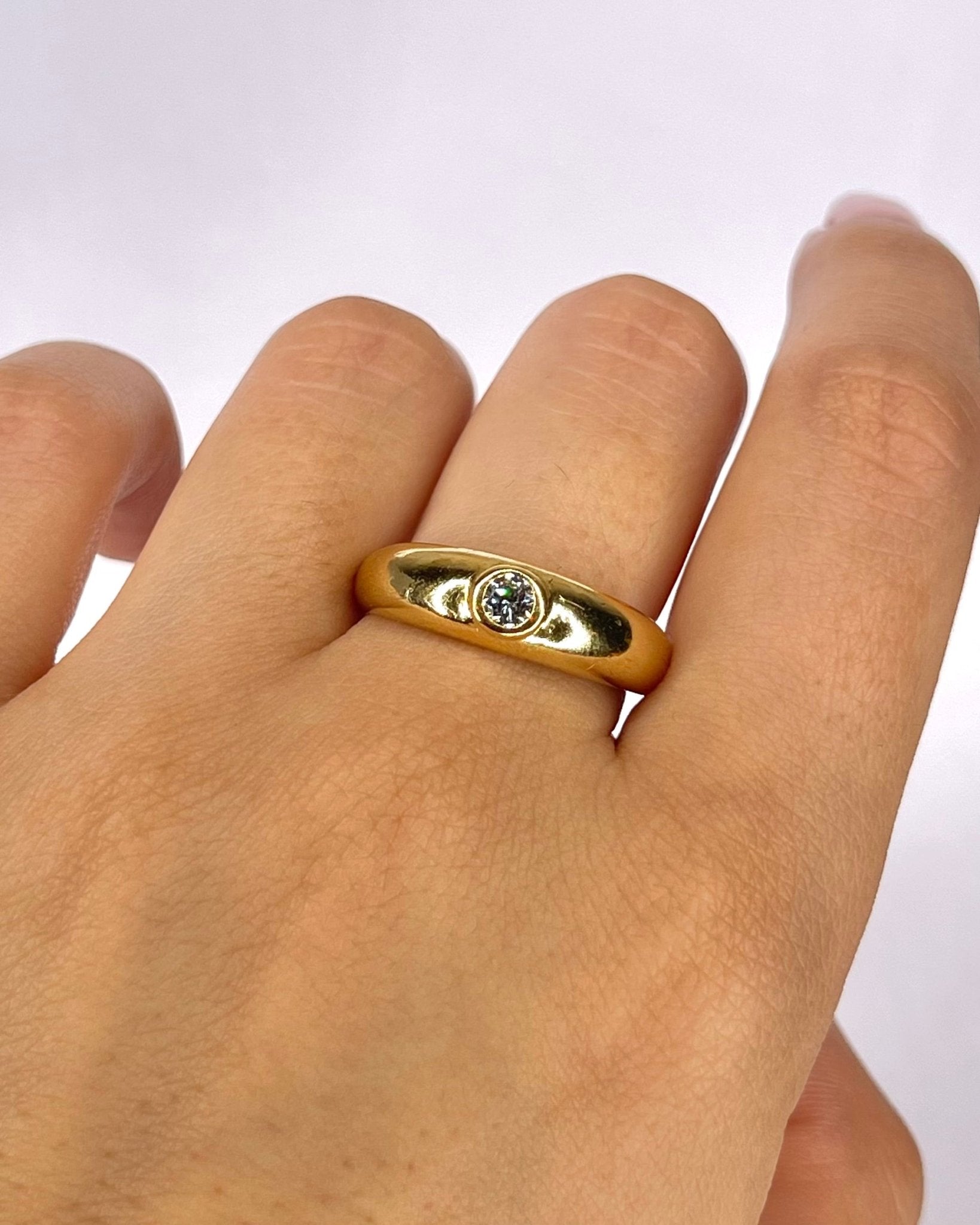 Bague Jonc Diamant 0.20 carat &amp; Or 4,40 g "Lison" - Elliade Paris