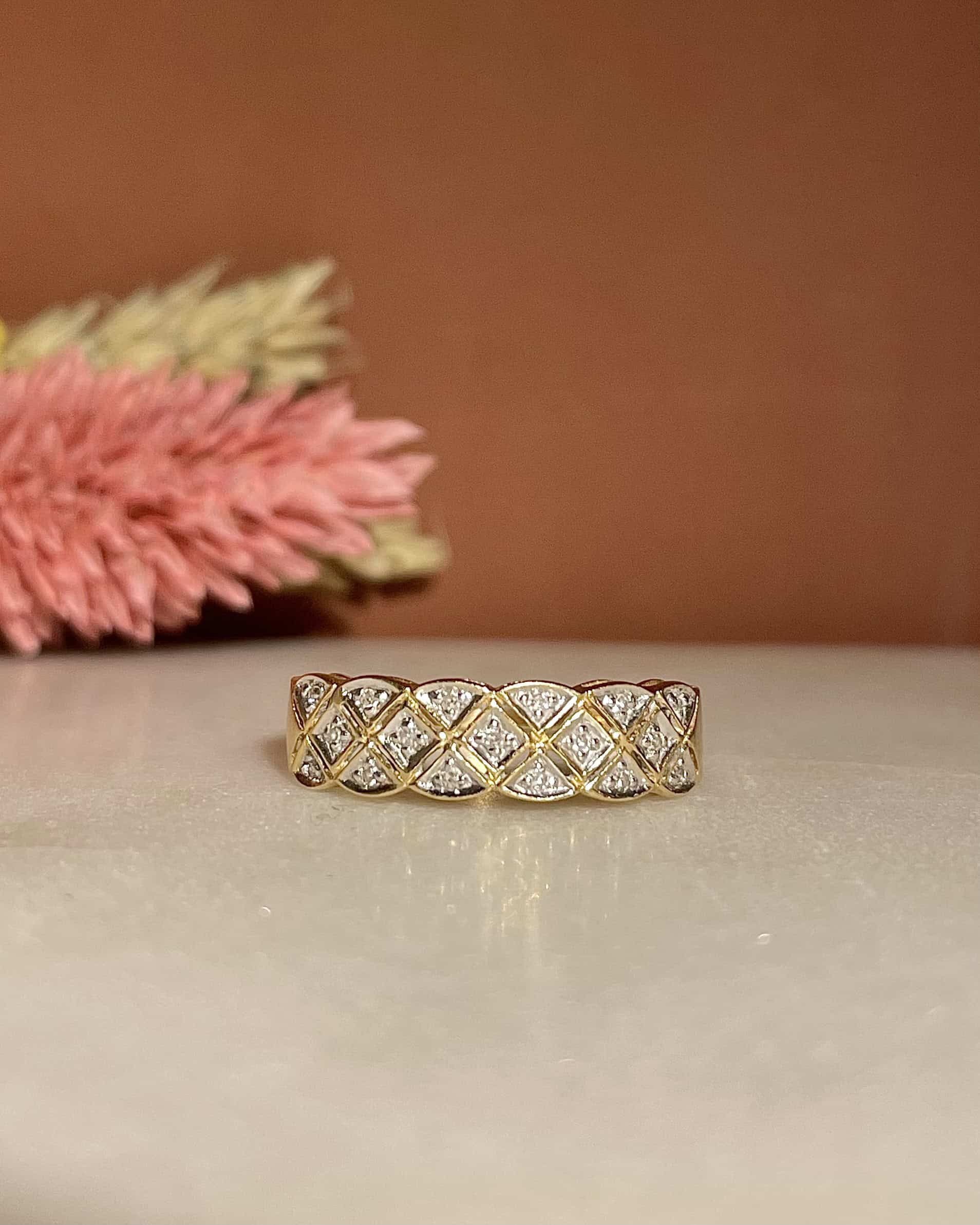 Demi-Alliance vintage 17 Diamants "Astrid" - Elliade Paris