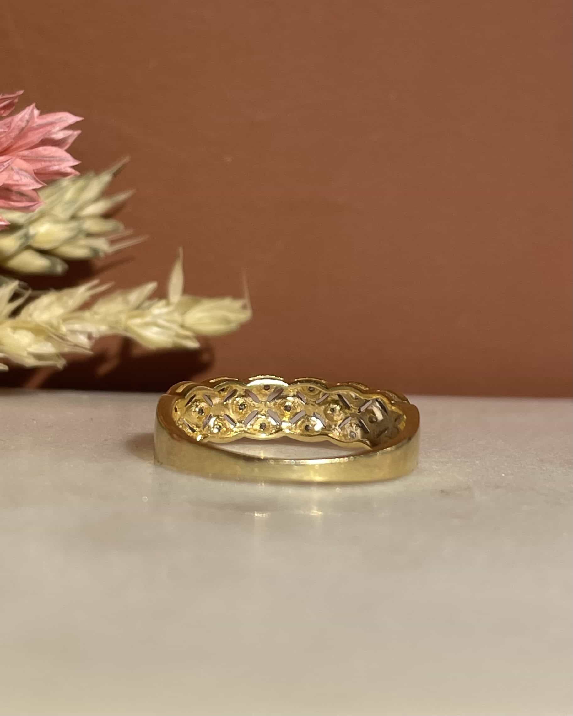 Demi-Alliance vintage 17 Diamants "Astrid" - Elliade Paris