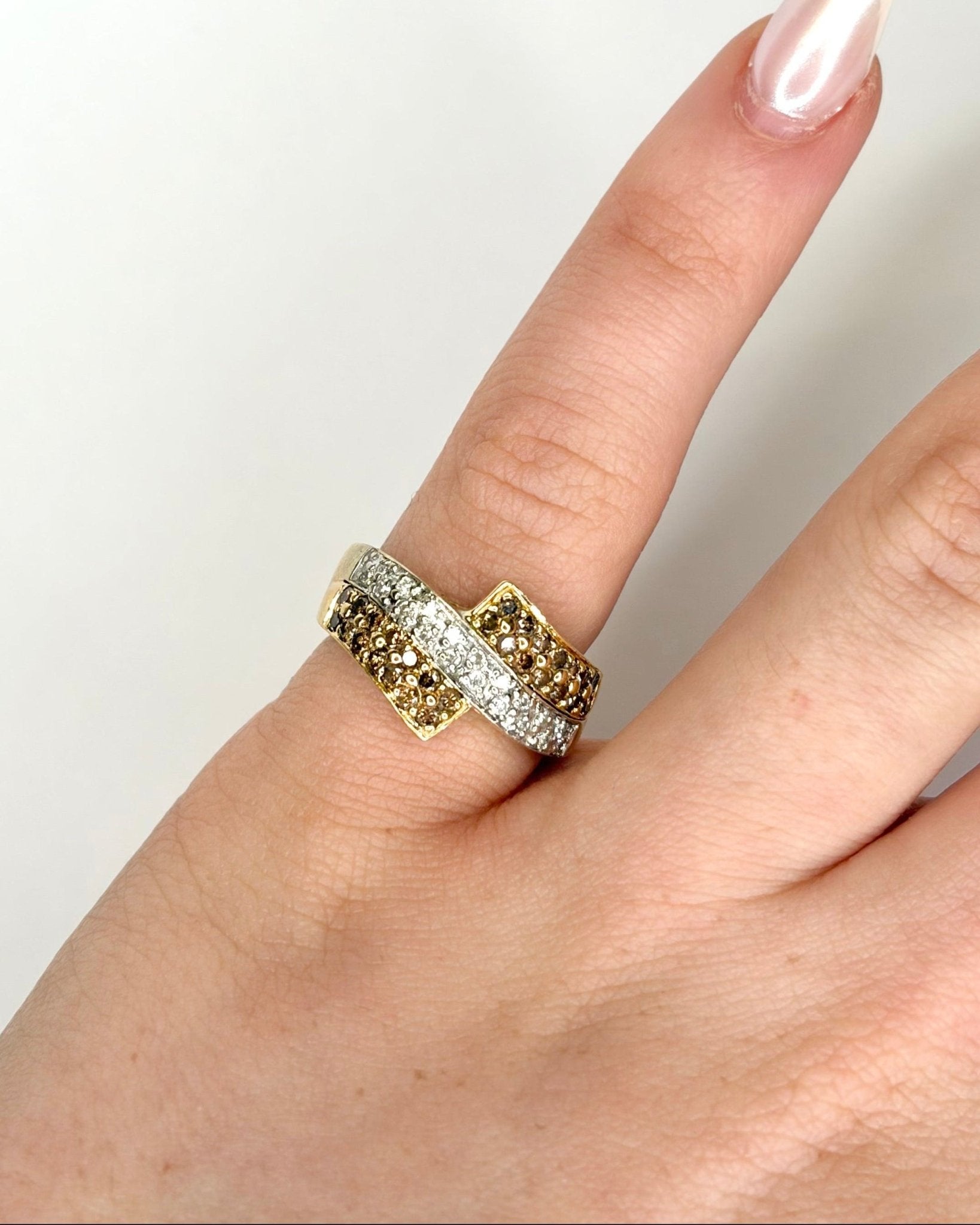 Bague Jonc Diamants Cognac 0.47 carat &amp; Or 5g "Ruth" - Elliade Paris