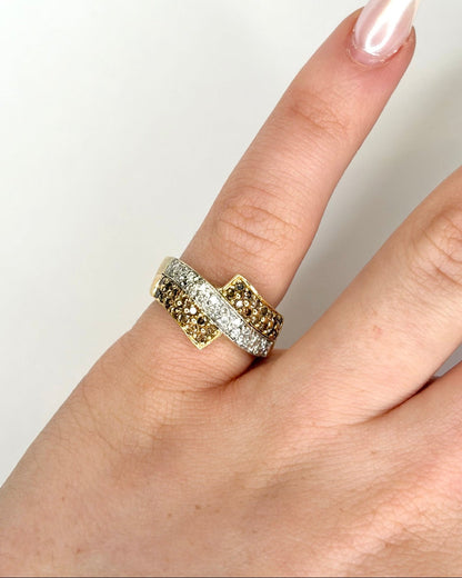 Bague Jonc Diamants Cognac 0.47 carat &amp; Or 5g "Ruth" - Elliade Paris